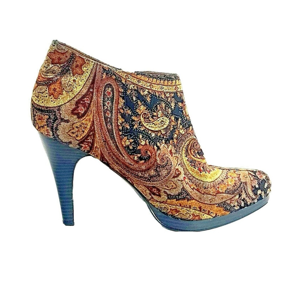Diba Multicolor Paisley Ankle Boots 9M